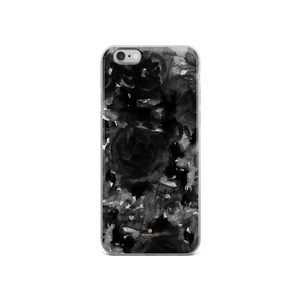 Black Floral Rose iPhone Case, Abstract Watercolor Phone Case-Printed in USA/EU-Heidi Kimura Art LLC-iPhone 6/6s-Heidi Kimura Art LLC