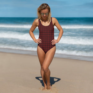 Red Buffalo Plaid Women's Swimwear, Classic One-Piece Plaid Print Women's One-Piece Swimwear Bathing Suits Sexy Luxury Beach Wear - Made in USA/EU (US Size: XS-3XL) Plus Size Available