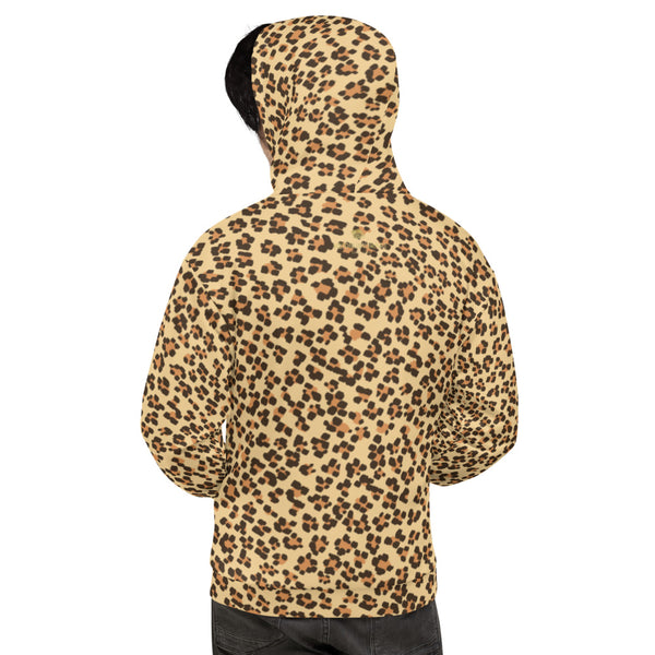 Brown Leopard Animal Print Men's Unisex Hoodie Sweatshirt Pullover- Made in Europe-Men's Hoodie-Heidi Kimura Art LLC Brown Leopard Men's Hoodies, Brown Leopard Animal Print Men's or Women's Unisex Hoodie- Made in Europe (US Size: XS-3XL), Women's or Men's Cute Leopard Print Long Sleeve Hoodie Pullover Sweatshirt, Plus Size Available