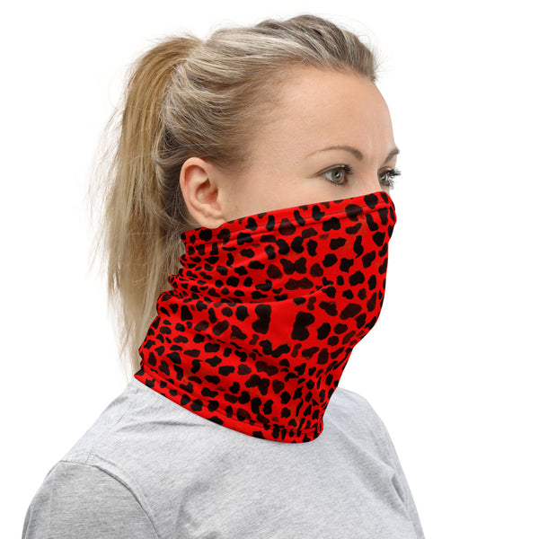 Red Cheetah Neck Gaiter, Animal Print Washable Face Mask Covering-Made in USA/EU-Heidi Kimura Art LLC-Heidi Kimura Art LLC Red Cheetah Neck Gaiter, Animal Print Luxury Premium Quality Cool And Cute One-Size Reusable Washable Scarf Headband Bandana - Made in USA/EU, Face Neck Warmers, Non-Medical Breathable Face Covers, Neck Gaiters  