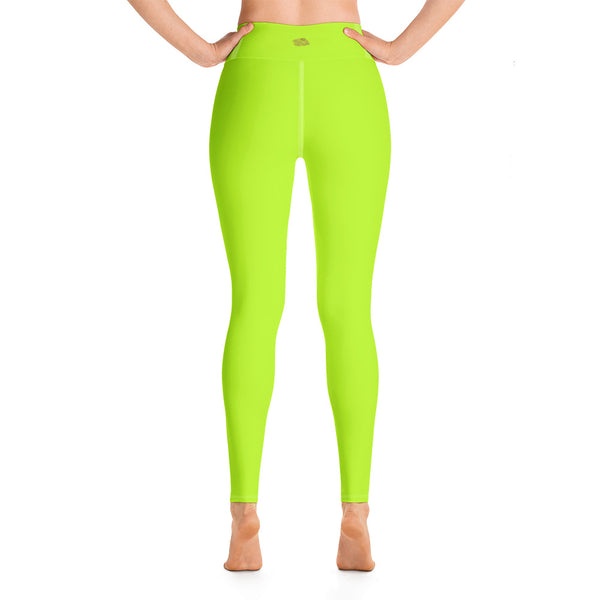 Women's Neon Green Solid Color Active Wear Fitted Leggings Sports Long Yoga Pants-Leggings-2XL-Heidi Kimura Art LLC Neon Green Women's Leggings, Women's Neon Green Solid Color Active Wear Fitted Sports Leggings Sports Long Yoga & Barre Pants - Made in USA/EU (US Size: XS-6XL)