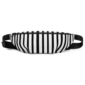 Modern Monochrome Black White Stripe Print Designer Fanny Pack Belt Bag-Made in USA-Fanny Pack-S/M-Heidi Kimura Art LLC
