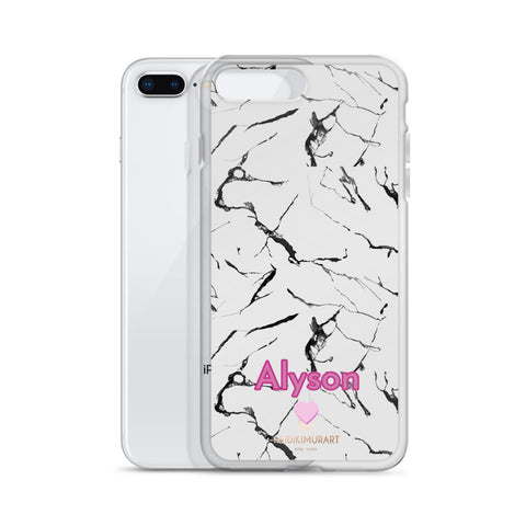 Custom Name Marble Print iPhone Case, Personalized Name Phone For Apple Phones-Heidi Kimura Art LLC-Heidi Kimura Art LLC