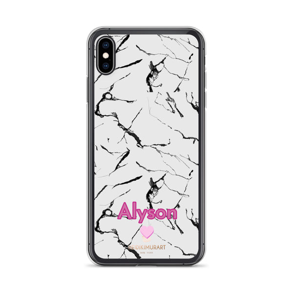 Custom Name Marble Print iPhone Case, Personalized Name Phone For Apple Phones-Heidi Kimura Art LLC-iPhone XS Max-Heidi Kimura Art LLC