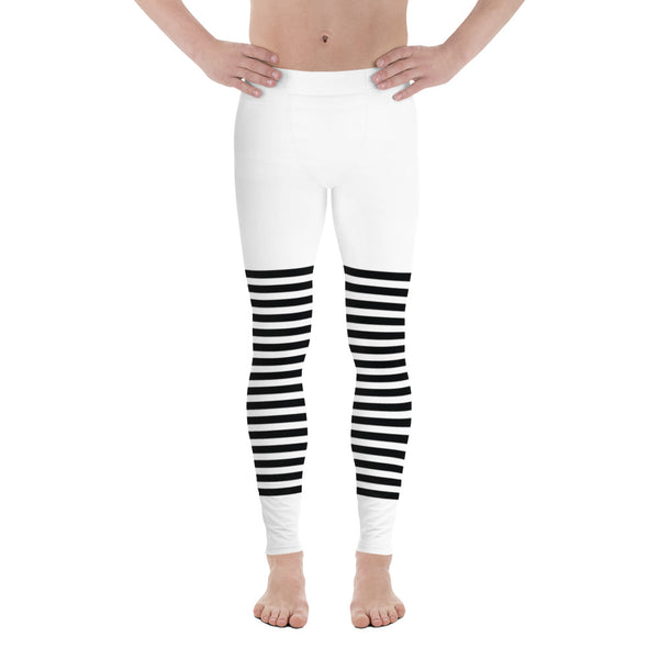 Classic Modern Striped Men's Leggings, Best Meggings For Men-Made in USA/EU-Heidikimurart Limited -Heidi Kimura Art LLC