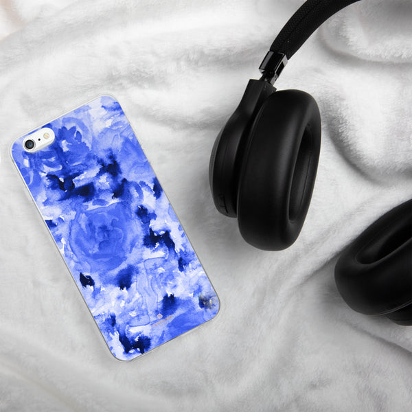 Blue Floral Print iPhone Case, Rose Flower Phone Case-Printed in USA/EU-Heidi Kimura Art LLC-Heidi Kimura Art LLC