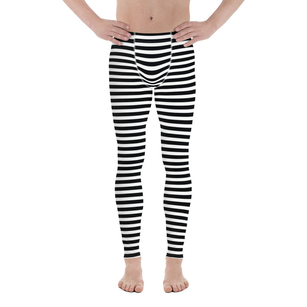 Classic Horizontal Striped Men's Leggings, Modern Essential Men Run Tights-Heidikimurart Limited -XS-Heidi Kimura Art LLC