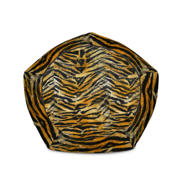 Orange Tiger Striped Animal Print Water Resistant Polyester Bean Sofa Bag-Bean Bag-Heidi Kimura Art LLC