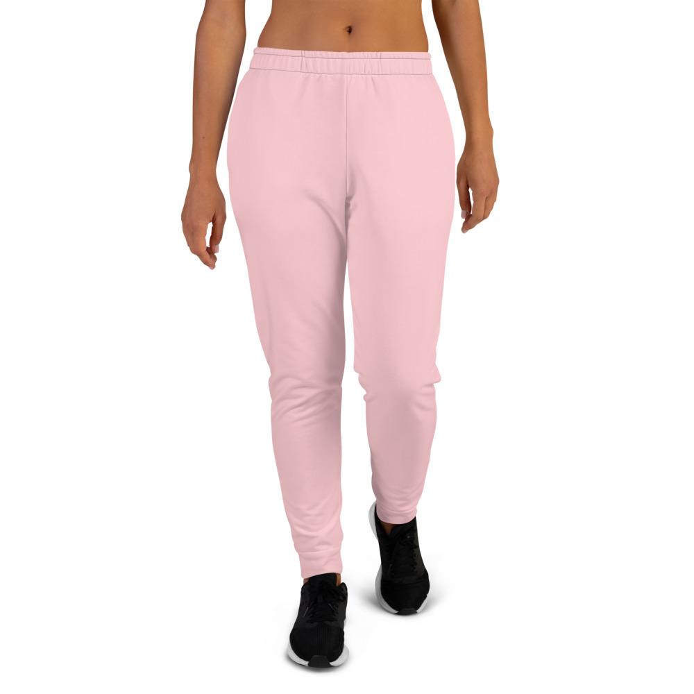 Light Pink Solid Color Print Designer Women's Joggers Slim Fit Sweatpants-Made in EU-Women's Joggers-XS-Heidi Kimura Art LLC
