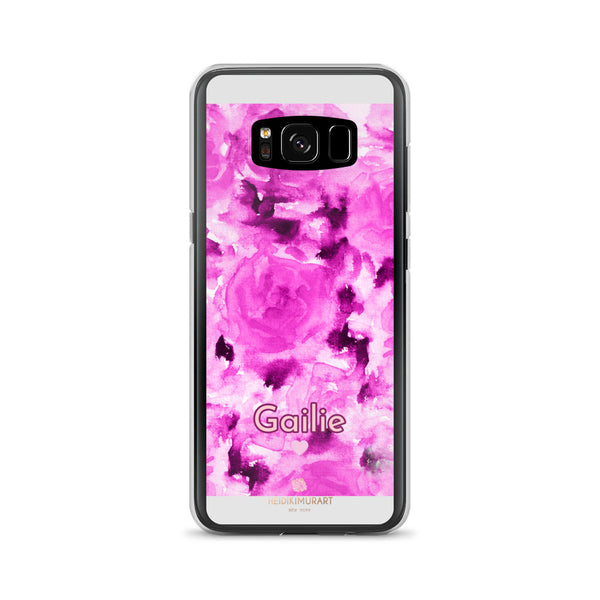 Pink Rose Floral Samsung Case, Personalized Custom Name Flower Print Phone Case-Heidi Kimura Art LLC-Samsung Galaxy S8-Heidi Kimura Art LLC