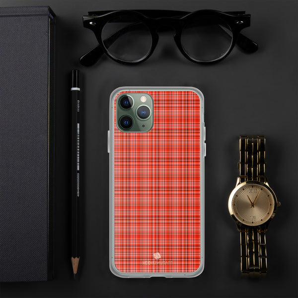 Red Plaid Print iPhone Case, Tartan Print Phone Case-Printed in USA/EU-Heidi Kimura Art LLC-iPhone 11 Pro-Heidi Kimura Art LLC