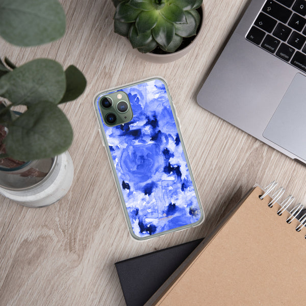 Blue Floral Print iPhone Case, Rose Flower Phone Case-Printed in USA/EU-Heidi Kimura Art LLC-Heidi Kimura Art LLC