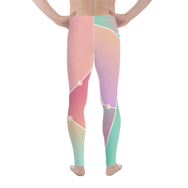 Ombre Pink Orange Graphic Abstract Pattern Men's Leggings Tights Pants Meggings-Men's Leggings-Heidi Kimura Art LLC