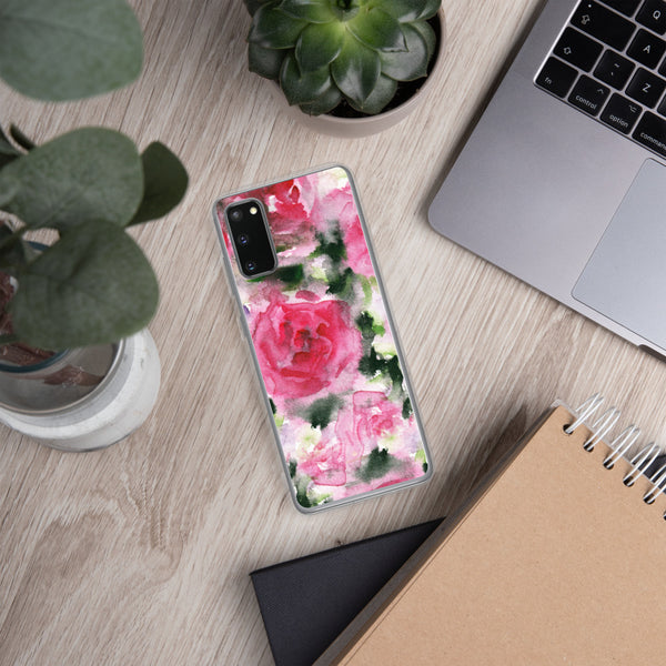 Pink Rose Floral Print Samsung Case, Flower BPA Free Phone Case-Printed in USA/EU-Heidi Kimura Art LLC-Heidi Kimura Art LLC