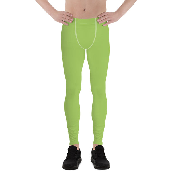 Light Green Apple Meggings Compression Men Tights Men's Best Premium Leggings-Men's Leggings-XS-Heidi Kimura Art LLC