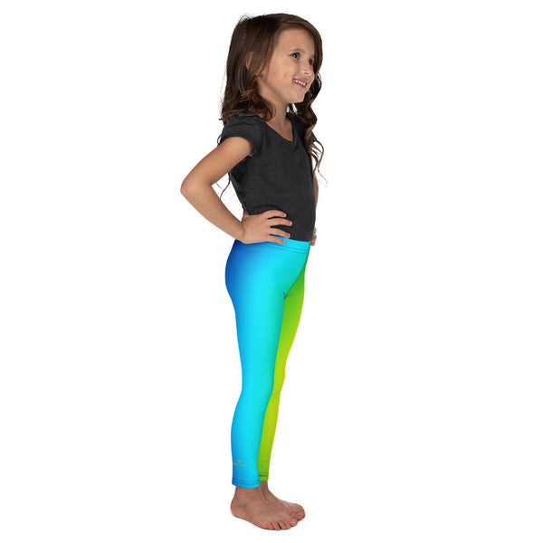 Cheerful Rainbow Ombre Print Premium Kid's Leggings Workout Tights-Made in USA/ EU-Kid's Leggings-Heidi Kimura Art LLC