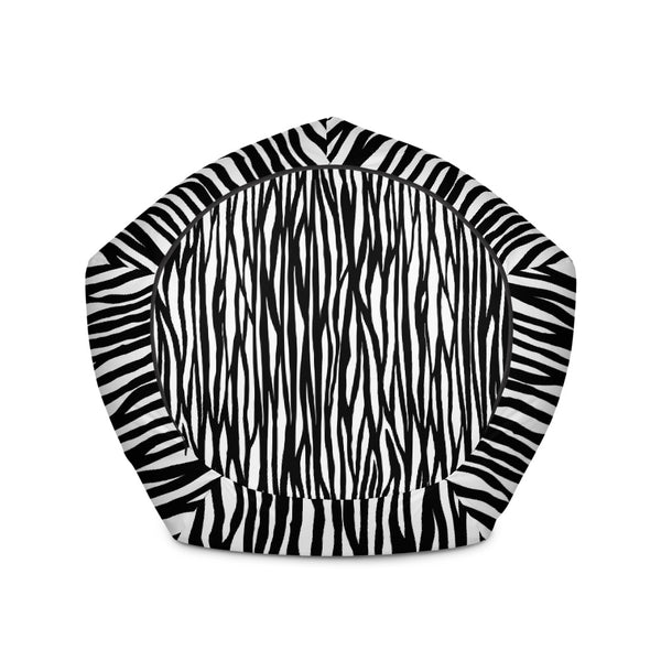 Black White Zebra Animal Print Water Resistant Polyester Bean Sofa Bag- Made in Europe-Bean Bag-Heidi Kimura Art LLC