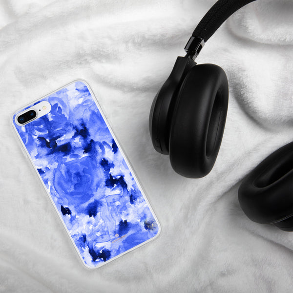 Blue Floral Print iPhone Case, Rose Flower Phone Case-Printed in USA/EU-Heidi Kimura Art LLC-Heidi Kimura Art LLC