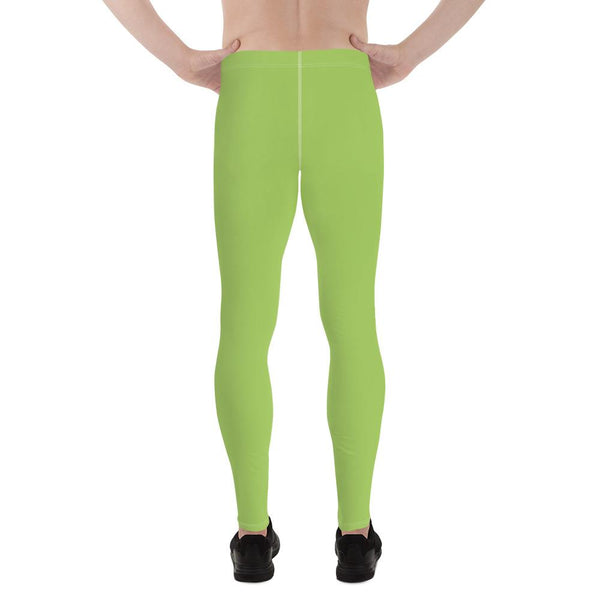 Light Green Apple Meggings Compression Men Tights Men's Best Premium Leggings-Men's Leggings-Heidi Kimura Art LLC