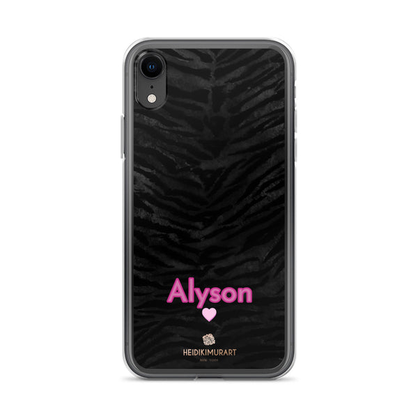 Personalized Tiger Stripe iPhone Case, Black Animal Print Phone Case-Heidi Kimura Art LLC-iPhone XR-Heidi Kimura Art LLC