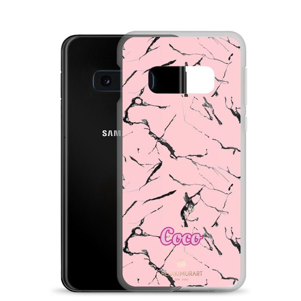 Pink Marble Personalized Samsung Case, Custom Name iPhone Case-Heidi Kimura Art LLC-Heidi Kimura Art LLC