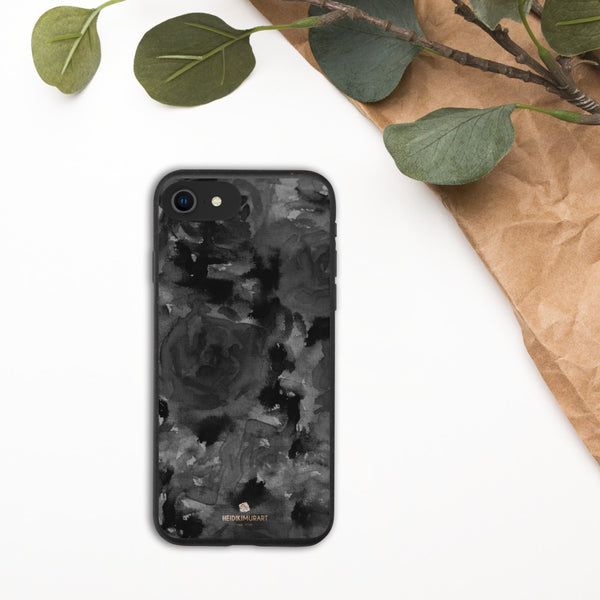 Black Floral Eco-Friendly iPhone Case, Biodegradable Phone Case-Heidi Kimura Art LLC-iPhone 7/8/SE-Heidi Kimura Art LLC