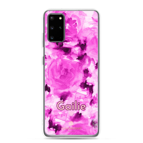 Pink Rose Floral Samsung Case, Personalized Custom Name Flower Print Phone Case-Heidi Kimura Art LLC-Samsung Galaxy S20 Plus-Heidi Kimura Art LLC