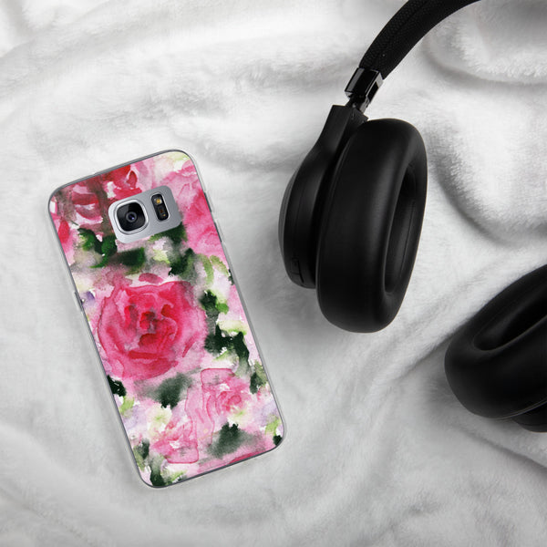 Pink Rose Floral Print Samsung Case, Flower BPA Free Phone Case-Printed in USA/EU-Heidi Kimura Art LLC-Heidi Kimura Art LLC