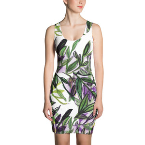 Green Floral Tropical Palm Leaf Print Sleeveless Women's Designer Dress - Made in USA-Women's Sleeveless Dress-XS-Heidi Kimura Art LLC Green Floral Tropical Print Dress, Palm Leaf Print Sleeveless Long Premium Quality Women's Designer Dress - Made in USA/EU/Mexico (US Size: XS-XL)