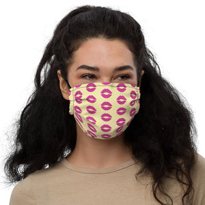 Pink Lips Premium Face Mask, Designer Non-Medical Funny Face Covering-Heidikimurart Limited -Black-Heidi Kimura Art LLC