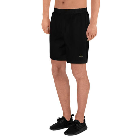 Black Solid Color Premium Men's Athletic Long Shorts- Made in Europe (US Size: XS-3XL)-Men's Long Shorts-Heidi Kimura Art LLC Black Men's Shorts, Black Solid Color Print Premium Quality Men's Athletic Long Fashion Shorts (US Size: XS-3XL) Made in Europe