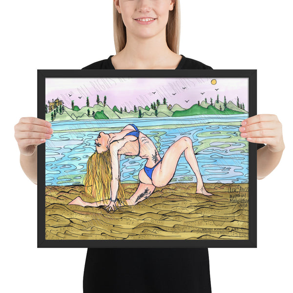 Blonde Yogini Beach Yoga Art Framed Matte Paper Poster Yoga Pose Art Print - Made in USA-Art Print-16×20-Heidi Kimura Art LLC