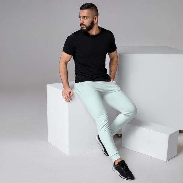 Light Blue Designer Men's Joggers, Best Pale Blue Solid Color Sweatpants For Men, Modern Slim-Fit Designer Ultra Soft & Comfortable Men's Joggers, Men's Jogger Pants-Made in EU/MX (US Size: XS-3XL)