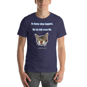 Cute Cat Shirt, Peanut Meow Cat Short-Sleeve Unisex T-Shirt For Cat Lovers-Printed in USA/EU-Heidi Kimura Art LLC-Heather Midnight Navy-XS-Heidi Kimura Art LLCCute Cat Shirt, Peanut Meow Cat Short-Sleeve Unisex T-Shirt For Cat Lovers-Printed in USA/EU (US Size: XS-4XL) Plus Size Available, "No Matter What Happens, My Cat Still Loves Me" T-Shirt