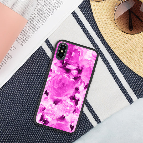 Floral Print Biodegradable Phone Case, Pink Rose Flower Abstract Best Environmentally, Recycled Eco-Friendly Abstract Rose Flower Print iPhone Case-Printed in EU, Eco-Friendly Phone Cases, Biodegradable Phone Cases for Vegan Lovers, Phone Cases For iPhone 7 Plus/ 8 Plus, iPhone X/ iPhone 10, iPhone XS/ XR/ XS Max, iPhone 11, iPhone 11 Pro, iPhone 11 Pro Max
