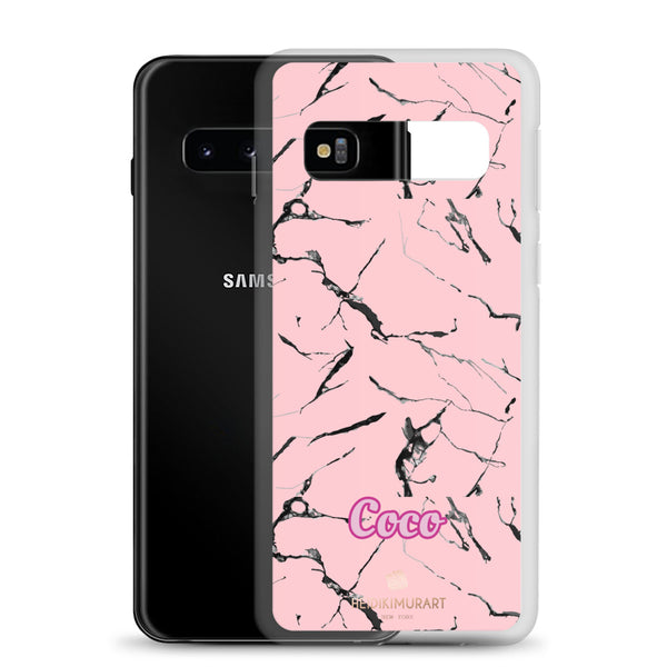 Pink Marble Personalized Samsung Case, Custom Name iPhone Case-Heidi Kimura Art LLC-Heidi Kimura Art LLC