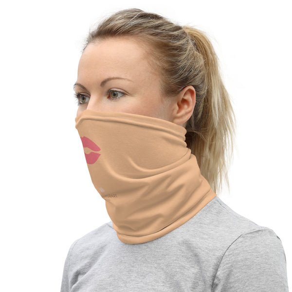 Peach Pink Lips Neck Gaiter, Washable Funny Face Mask Coverings-Made in USA/EU-Heidi Kimura Art LLC-Heidi Kimura Art LLC Peach Pink Lips Neck Gaiter, Funny Face Mask Neck Gaiter, Black Face Mask Shield, Luxury Premium Quality Cool And Cute One-Size Reusable Washable Scarf Headband Bandana - Made in USA/EU, Face Neck Warmers, Non-Medical Breathable Face Covers, Neck Gaiters  