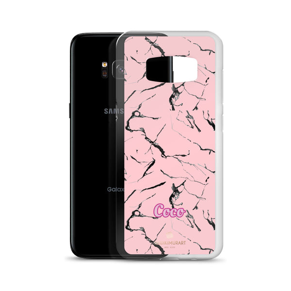 Pink Marble Personalized Samsung Case, Custom Name iPhone Case-Heidi Kimura Art LLC-Heidi Kimura Art LLC