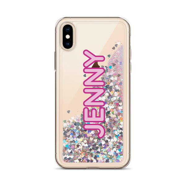 Custom Name Liquid Glitter Phone Case, Personalized Best iPhone Case-Heidi Kimura Art LLC-Pink-iPhone X/XS-Heidi Kimura Art LLC