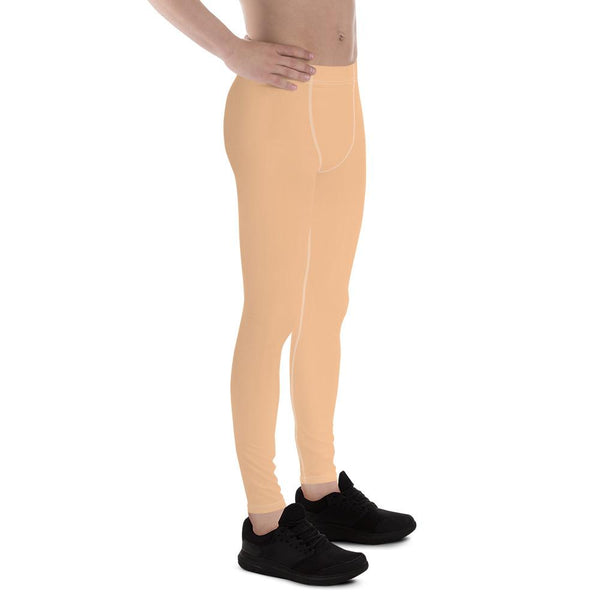 Nude Beige Solid Color Meggings, Premium Men's Leggings Tights Pants - Made in USA/EU-Men's Leggings-Heidi Kimura Art LLC