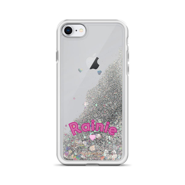 Custom Name Glitter iPhone Case, Liquid Glitter Phone Case-Heidi Kimura Art LLC-Silver-iPhone SE-Heidi Kimura Art LLC
