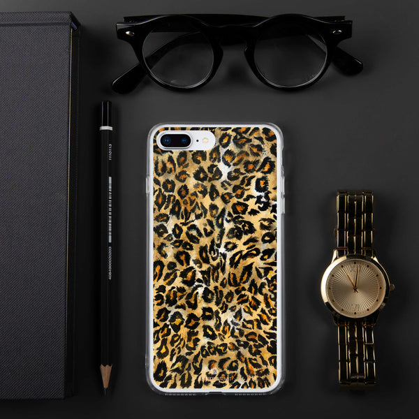 Brown Leopard Animal Print Stylish Tough BPA-Free Sleek iPhone Case- Made in USA-Phone Case-iPhone 7 Plus/8 Plus-Heidi Kimura Art LLC