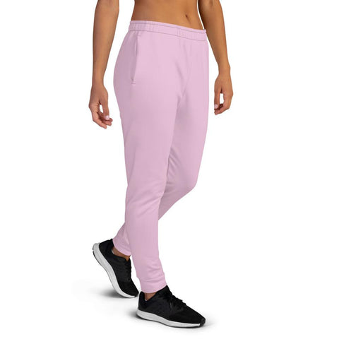 Light Cute Pink Solid Color Print Premium Soft Slim Fit Best Women's Joggers- Made in EU-Women's Joggers-Heidi Kimura Art LLC Light Pink Women's Joggers, Light Cute Pink Solid Color Premium Printed Slit Fit Soft Women's Joggers Sweatpants -Made in EU (US Size: XS-3XL) Plus Size Available, Solid Coloured Women's Joggers, Soft Joggers Pants Womens