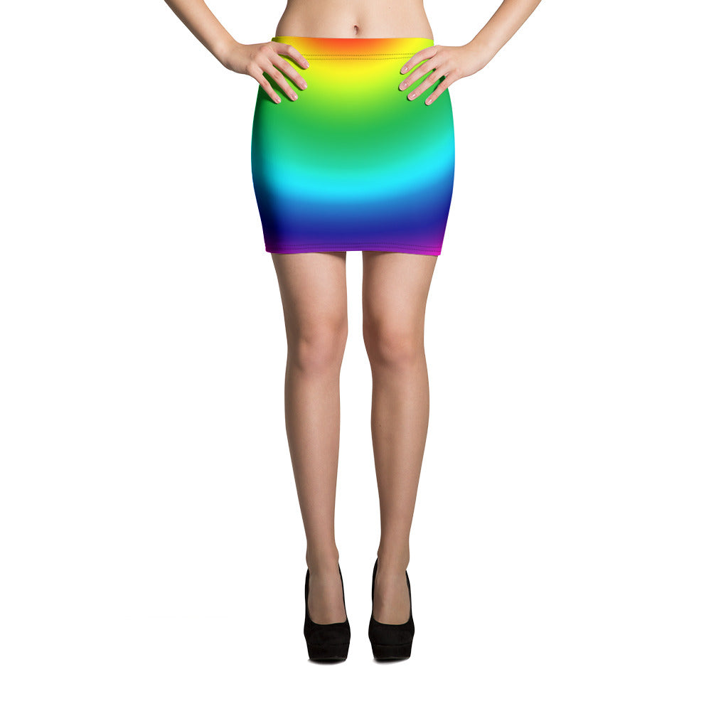 Radial Rainbow Ombre Women's Best Gay Pride Festival Mini Skirt- Made in USA/EU-Mini Skirt-XS-Heidi Kimura Art LLC