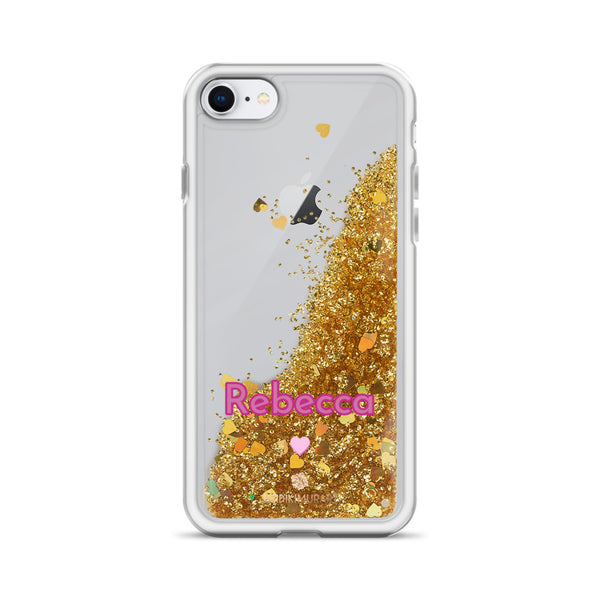 Custom Name Sparkle iPhone Case, Liquid Glitter Phone Case-Heidi Kimura Art LLC-Gold-iPhone SE-Heidi Kimura Art LLC