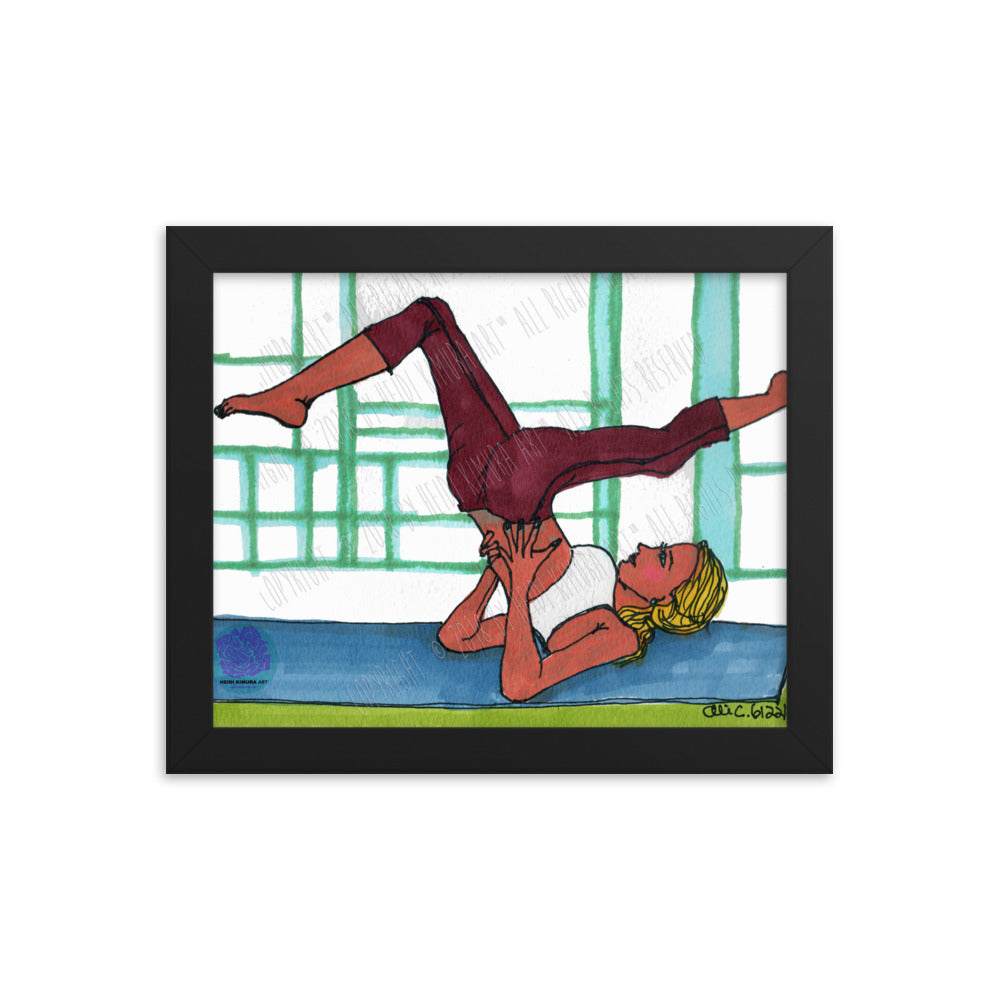 Supported Split-legged Shoulder Stand Yoga Framed Matte Paper Poster - Made in USA-Art Print-8×10-Heidi Kimura Art LLC
