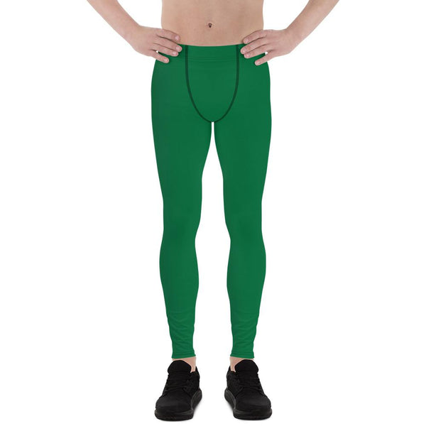 Christmas Emerald Elf Green Solid Color Meggings Men's Leggings Premium Tights-Men's Leggings-XS-Heidi Kimura Art LLC