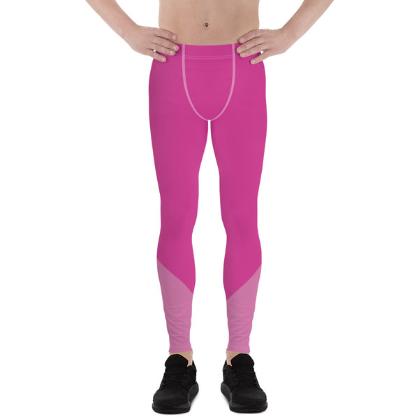 Pink Shade Duo Colors Premium Men's Leggings Meggings Tights Pants- Made in USA/ EU-Men's Leggings-XS-Heidi Kimura Art LLC