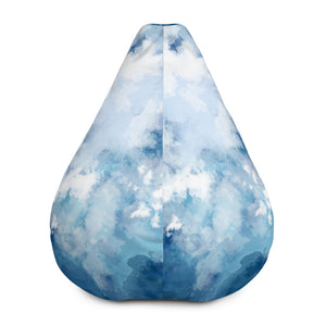 Raindrop Sky Blue Abstract Print 3.4' Tall (58"x41")Bean Sofa Bag Chair- Made in Europe-Bean Bag-Bean Bag w/ Filling-Heidi Kimura Art LLC
