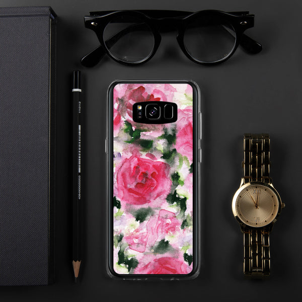 Pink Rose Floral Print Samsung Case, Flower BPA Free Phone Case-Printed in USA/EU-Heidi Kimura Art LLC-Samsung Galaxy S8+-Heidi Kimura Art LLC